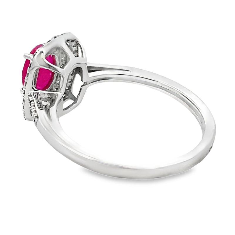 Bids.com 1.29ct Ruby Diamond Ring 10KT White Gold Rings