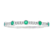 Bids.com Emerald Diamond stackable band set 14KT White Gold Rings