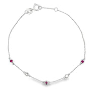 Bids.com .16ct Ruby Diamond Bracelet 14KT White Gold Bracelets
