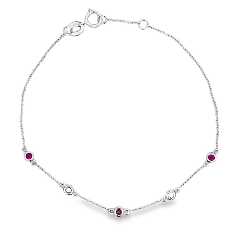 Bids.com .16ct Ruby Diamond Bracelet 14KT White Gold Bracelets