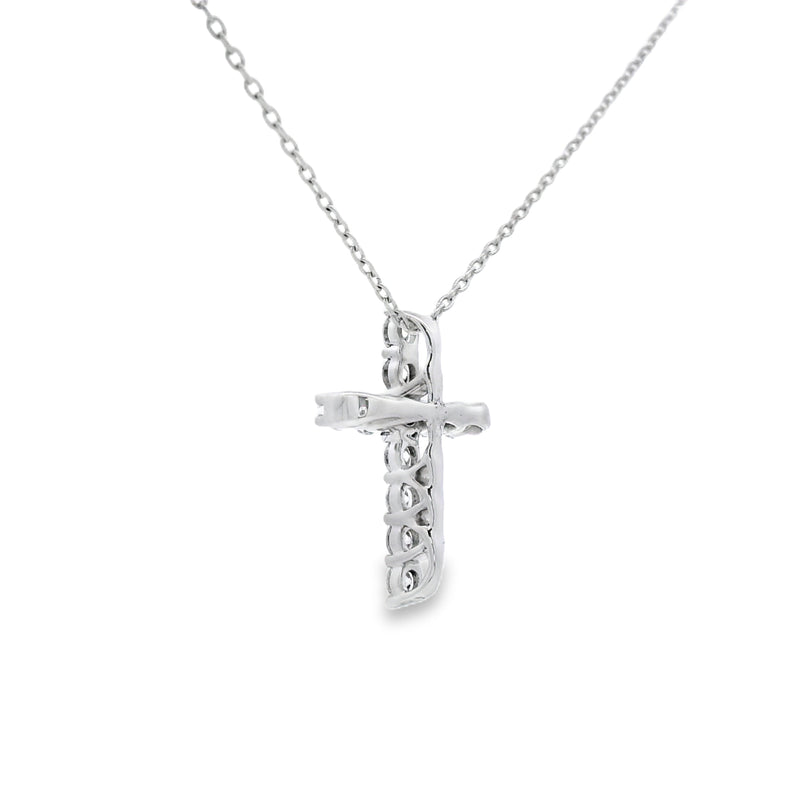Bids.com .35ct Diamond Cross Religious Pendant 14KT White Gold Pendants