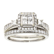 Bids.com 1.00ct Diamond Engagement Ring Set 10KT White Gold Rings