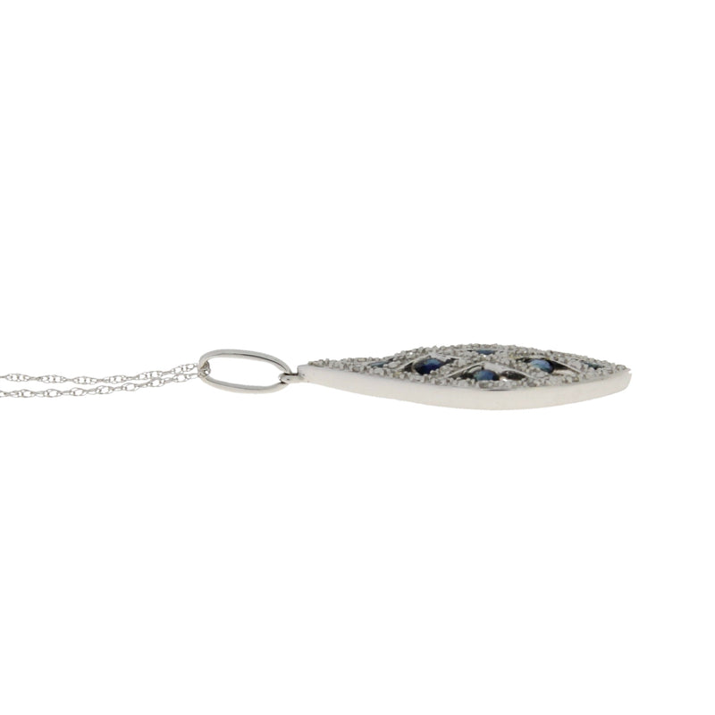 Bids.com .58ct Sapphire Diamond Fashion Pendants 14KT White Gold Pendants