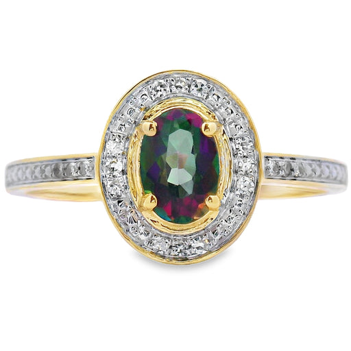 Bids.com .59ct Mystic Fire Topaz Diamond Ring 10KT Yellow Gold Rings