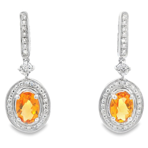 Bids.com 1.06ct Citrine Diamond Dangle Earrings 10KT White Gold Earrings