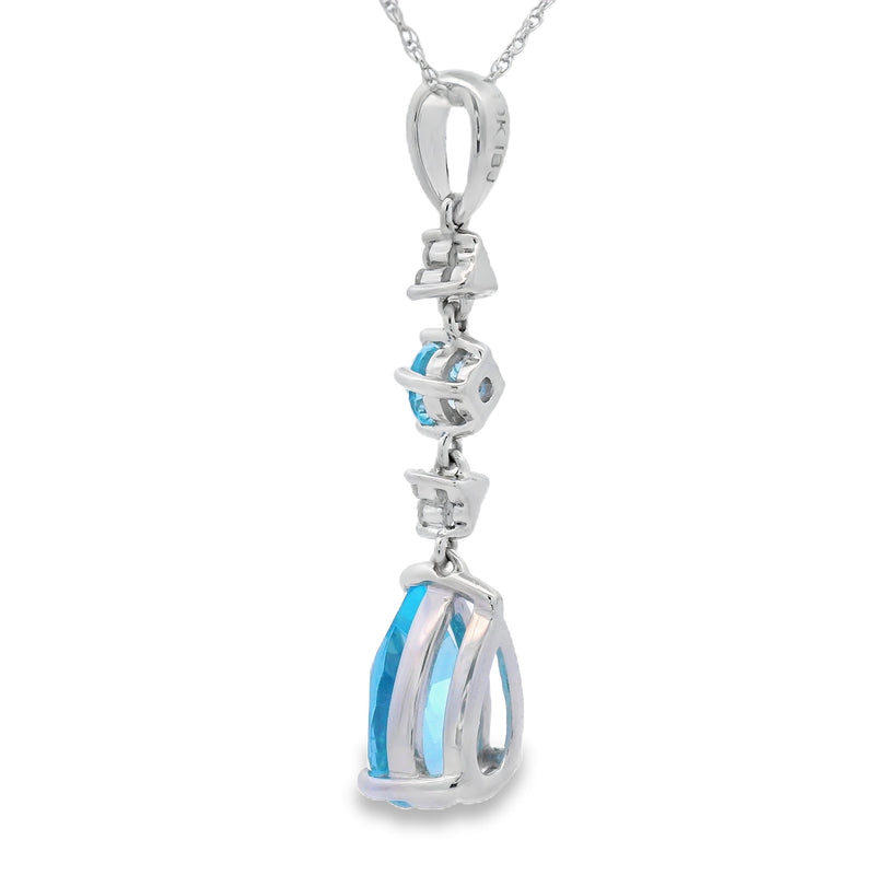 Bids.com Blue Topaz Diamond Fashion Pendants 10KT White Gold Pendants