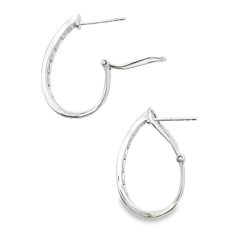 Bids.com 1.00ct Diamond Hoop Earrings 14KT White Gold Earrings