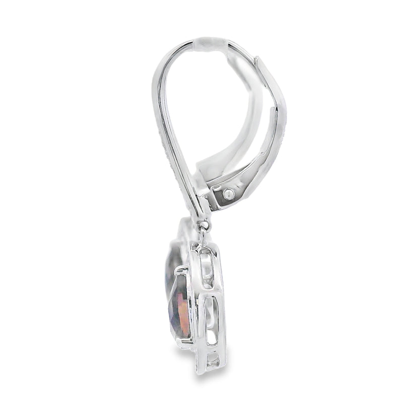 Bids.com .87ct Quartz Diamond Dangle Earrings 10KT White Gold Earrings