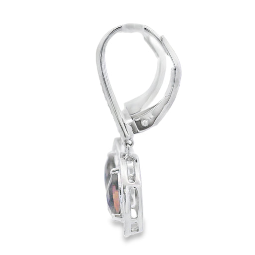 Bids.com .87ct Quartz Diamond Dangle Earrings 10KT White Gold Earrings