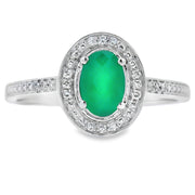Bids.com .53ct Chalcedony Diamond Ring 10KT White Gold Rings
