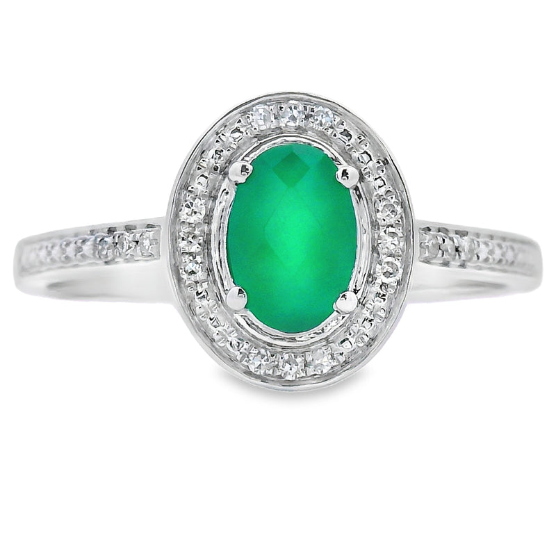 Bids.com .53ct Chalcedony Diamond Ring 10KT White Gold Rings