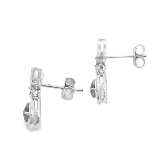 Bids.com .47ct Quartz Diamond Dangle Earrings 10KT White Gold Earrings
