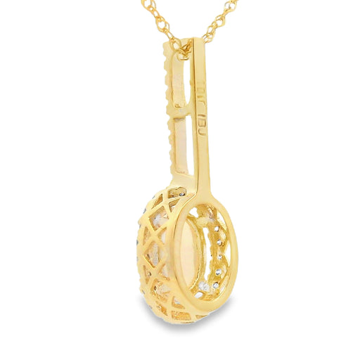 Bids.com .10ct Opal Diamond Fashion Pendants 10KT Yellow Gold Pendants