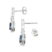 Bids.com 1.40ct Sapphire Diamond Dangle Earrings 10KT White Gold Earrings