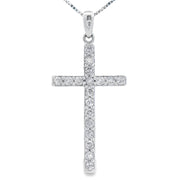 Bids.com .25ct Diamond Cross Religious Pendant 14KT White Gold Pendants