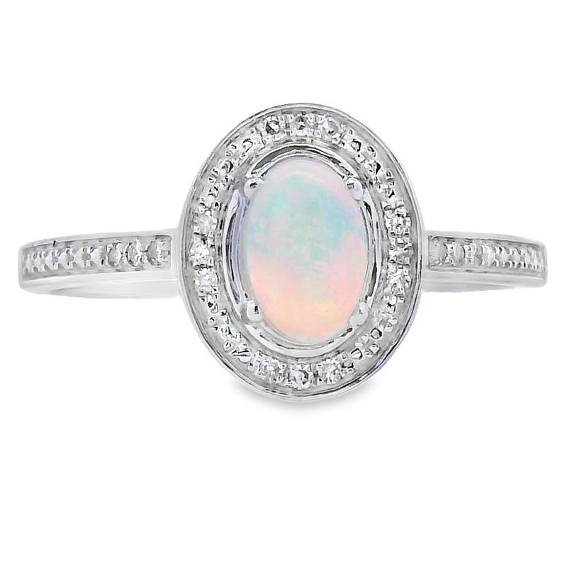 Bids.com .36ct Opal Diamond Ring 10KT White Gold Rings