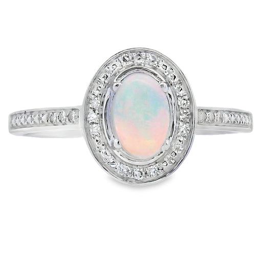 Bids.com .36ct Opal Diamond Ring 10KT White Gold Rings