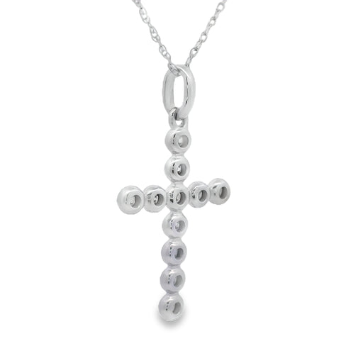 Bids.com .12ct Diamond Cross Religious Pendant 14KT White Gold Pendants