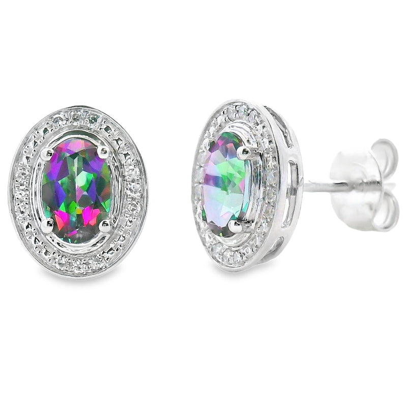 Bids.com Mystic Fire Topaz Diamond Earrings 10KT White Gold Earrings