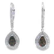 Bids.com .87ct Quartz Diamond Dangle Earrings 10KT White Gold Earrings