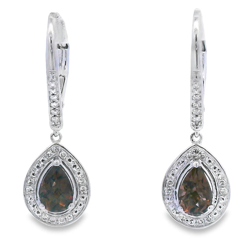 Bids.com .87ct Quartz Diamond Dangle Earrings 10KT White Gold Earrings