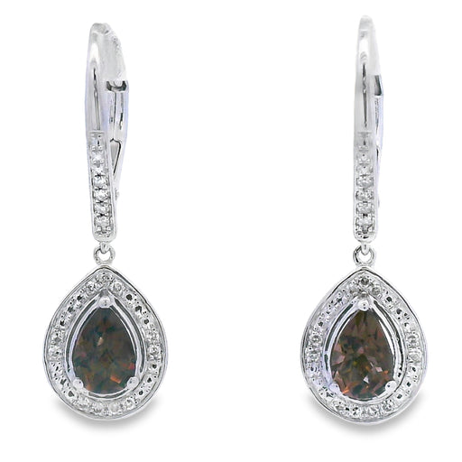 Bids.com .87ct Quartz Diamond Dangle Earrings 10KT White Gold Earrings