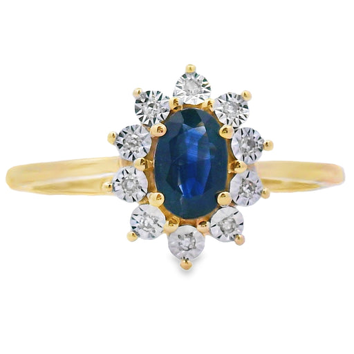 Bids.com .63ct Sapphire Diamond Ring 10KT Yellow Gold Rings