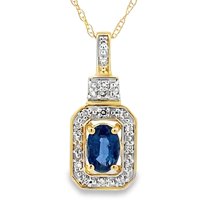 Bids.com Sapphire Diamond Fashion Pendants 10KT Yellow Gold Pendants