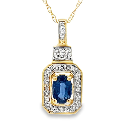 Bids.com Sapphire Diamond Fashion Pendants 10KT Yellow Gold Pendants