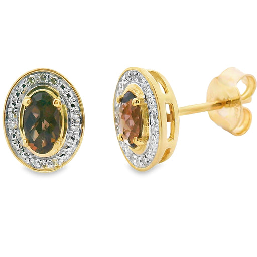 Bids.com .45ct Quartz Diamond Earrings 10KT Yellow Gold Earrings