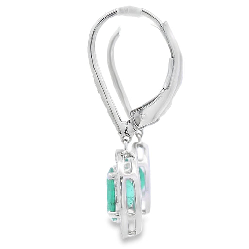 Bids.com .90ct Emerald Diamond Dangle Earrings 10KT White Gold Earrings