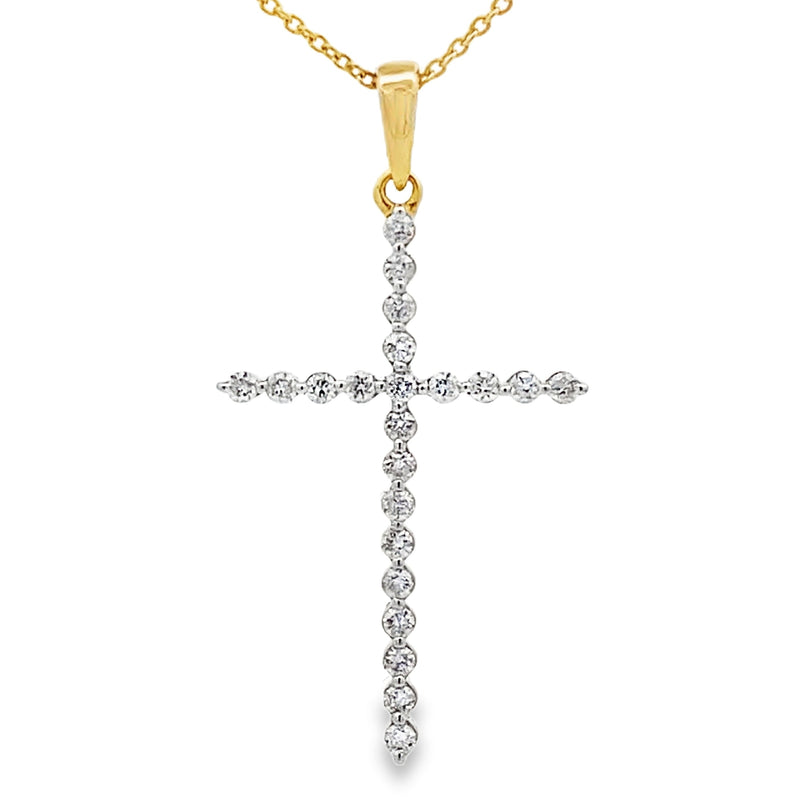 Bids.com .21ct Diamond Cross Religious Pendant 14KT Yellow Gold Pendants