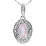 Bids.com Rose Quartz Diamond Fashion Pendants 10KT White Gold Pendants