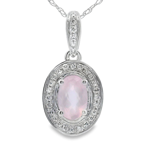 Bids.com Rose Quartz Diamond Fashion Pendants 10KT White Gold Pendants