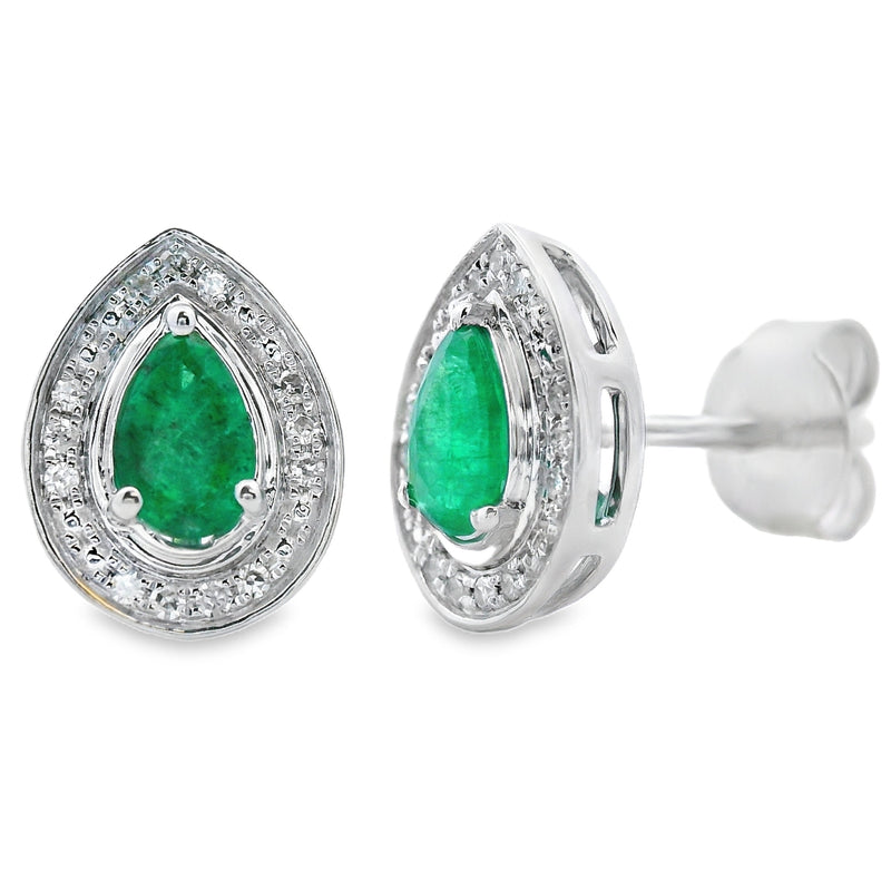 Bids.com .45ct Emerald Diamond Stud Earrings 10KT White Gold Earrings