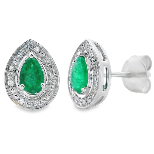 Bids.com .45ct Emerald Diamond Stud Earrings 10KT White Gold Earrings