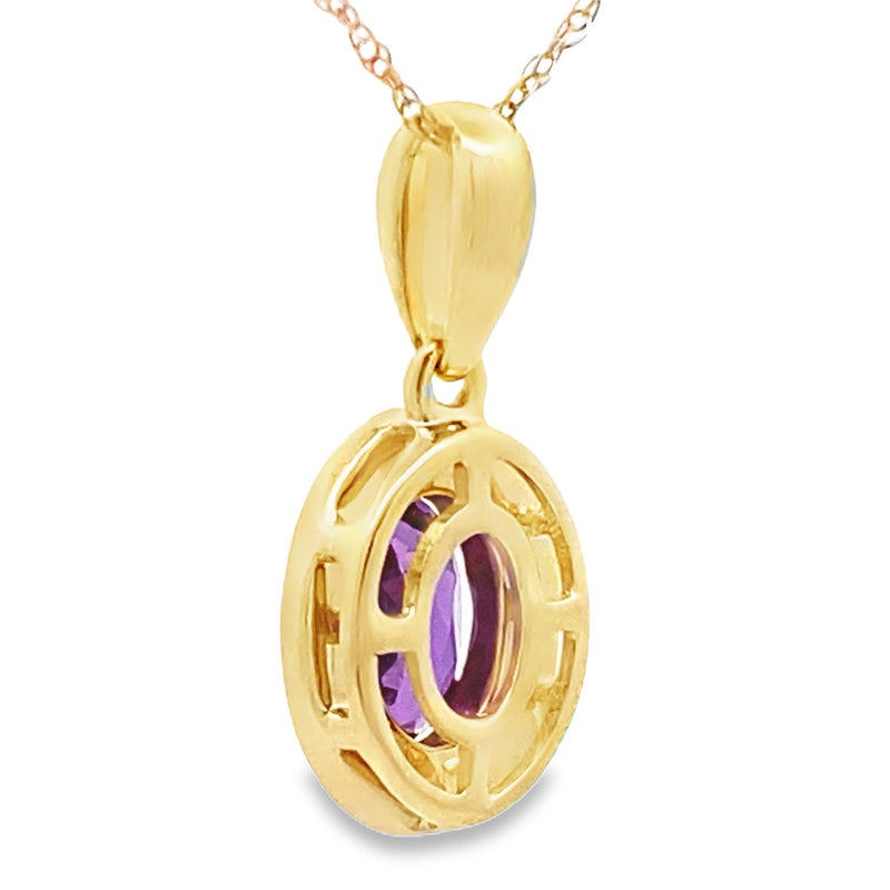 Bids.com Amethyst Diamond Fashion Pendants 10KT Yellow Gold Pendants