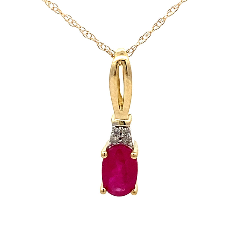Bids.com .02ct Ruby Diamond Fashion Pendants 10KT Yellow Gold Pendants
