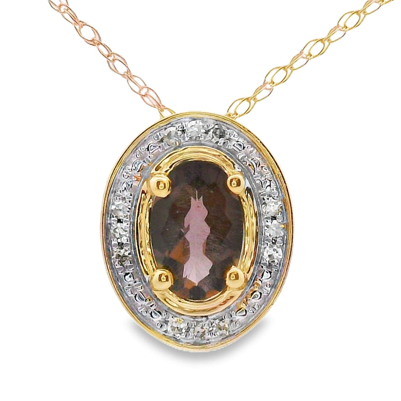 Bids.com .39ct Quartz Diamond Fashion Pendants 10KT Yellow Gold Pendants