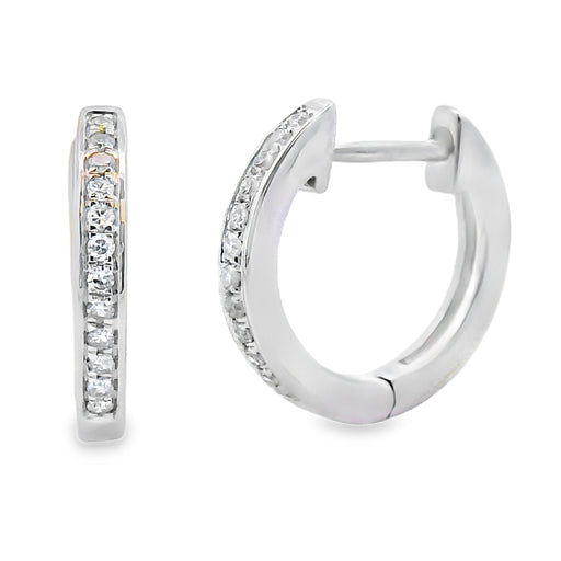 Bids.com .08ct Diamond Hoop Earrings 10KT White Gold Earrings
