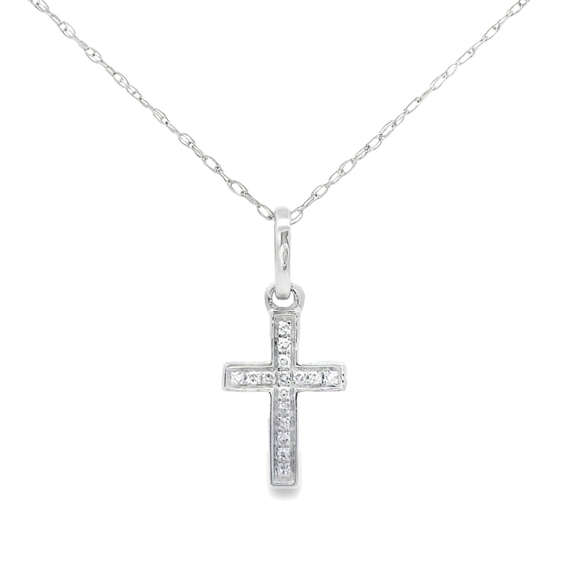 Bids.com .05ct Diamond Cross Religious Pendant 14KT White Gold Pendants