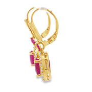 Bids.com 3.50ct Ruby Diamond Dangle Earrings 10KT Yellow Gold Earrings