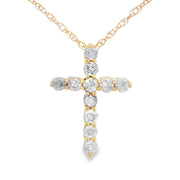 Bids.com .19ct Diamond Cross Religious Pendant 14KT Yellow Gold Pendants