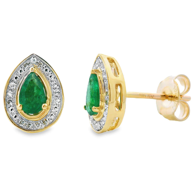 Bids.com .45ct Emerald Diamond Stud Earrings 10KT Yellow Gold Earrings