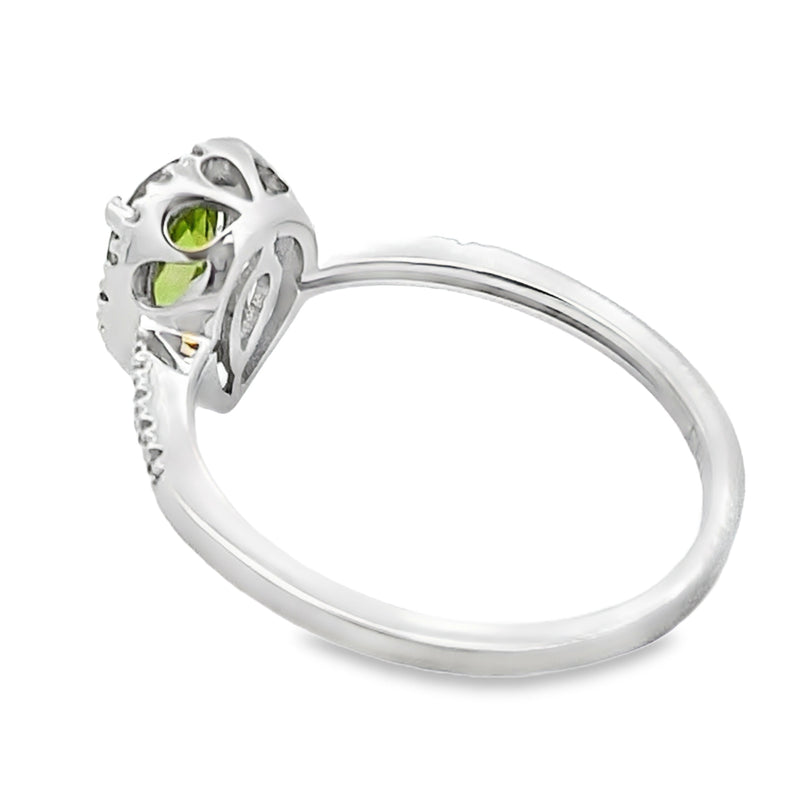 Bids.com 1.10ct Peridot Diamond Ring 14KT White Gold Rings