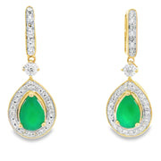 Bids.com Chalcedony Diamond Dangle Earrings 10KT Yellow Gold Earrings