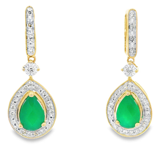 Bids.com Chalcedony Diamond Dangle Earrings 10KT Yellow Gold Earrings