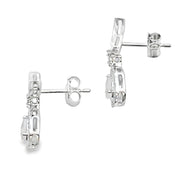 Bids.com Rose Quartz Diamond Dangle Earrings 10KT White Gold Earrings