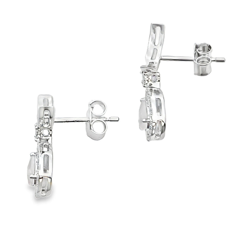 Bids.com Rose Quartz Diamond Dangle Earrings 10KT White Gold Earrings