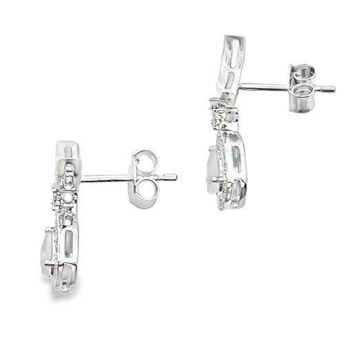 Bids.com Rose Quartz Diamond Dangle Earrings 10KT White Gold Earrings